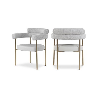 taupe vegan leather / boucle fabric/brushed brass