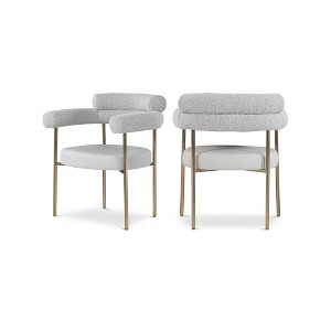 Meridian Furniture,Blake Cognac Vegan Leather /  Boucle Fabric Dining Chair, Set of 2 - 1 of 4