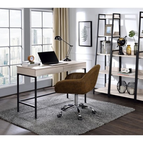Nicbex Home Office Desks 42 Desk With Storage Office Home Desks Metal Frame Writing Table With 2 Drawers And Usb Ports For Office Room Natural Target