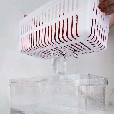 OU Fridge Organizer Bins with Drain Baskets & Vented Lids, Clear Stackable Refrigerator Storage Container, Produce Kitchen Storage Bin, BPA Free — фото 5