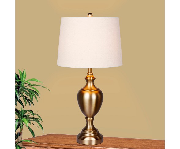 Pedestal Base Metal Table Lamp in Plated Antique Gold (Lamp Only) - Fangio Lighting