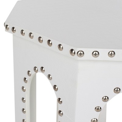 Transitional Octagonal White Wood & Metal End Table 16"