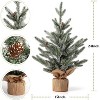 GAOMON 24 Inch Pre-lit Artificial Tabletop Mini Christmas Tree with Lights, Small Green Frosted Christmas Trees with Burlap Base - 3 of 4