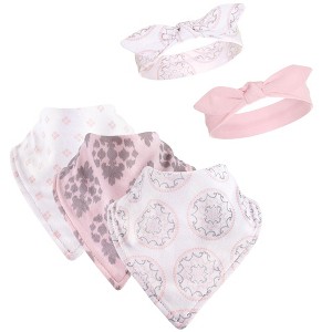 Yoga Sprout Baby Girl Cotton Bandana Bibs and Headbands 5pk, Boho Medallion, One Size - 1 of 1