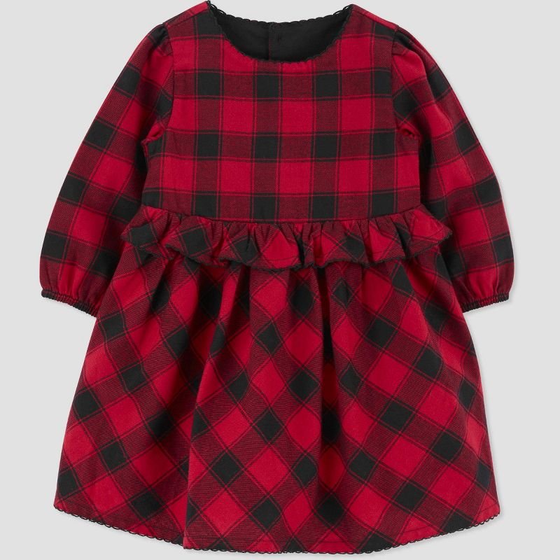 Carter&#39;s Just One You&#174; Baby Girls&#39; Long Sleeve Checkered Dress - Red/Black, 4 of 9
