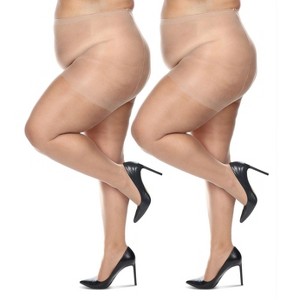 Memoi Women's 2 Pack Satin Sheer Nylon Pantyhose - 1 of 4