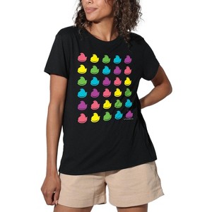 Easter Rainbow Peeps Pattern Women's Loose T-Shirt Black - 1 of 4