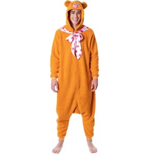 Disney The Muppets Unisex Adult Fozzie Bear Costume Plush Kigurumi Union Suit Pajama - 1 of 4
