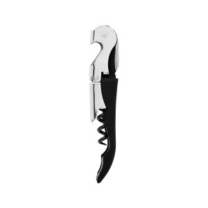 True TrueTap Soft Touch Black Double Hinged Waiter’s Corkscrew, Stainless Steel Wine Key with Foil Cutter - 1 of 4