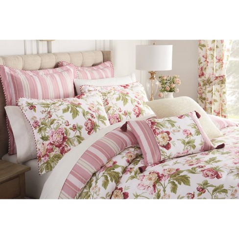 4pc Queen Forever Peony Comforter Set, Waverly Duvet Cover