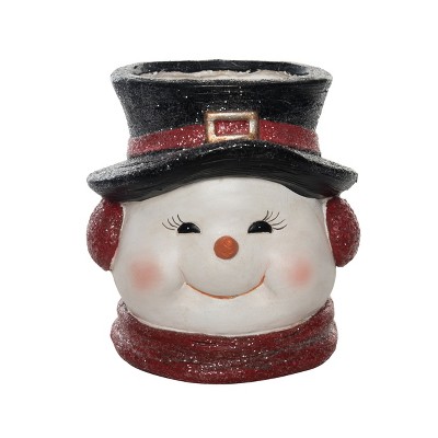 Transpac Resin 9 in. Multicolor Christmas Vintage Snowman Container