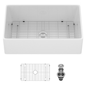 Gulches 33 x 20 x 10 Inch White Ceramic Farmhouse Sink, Apron Front ...