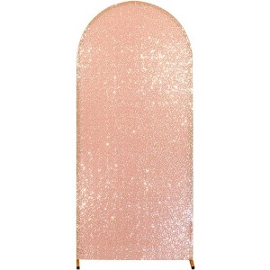 Bling Arch Backdrop Cover, Sequin Wedding Arch Stand Cover with Zipper, Round Top Fitted Backdrop Covers for Birthdays, Wedding and Party Decoration - 1 of 4