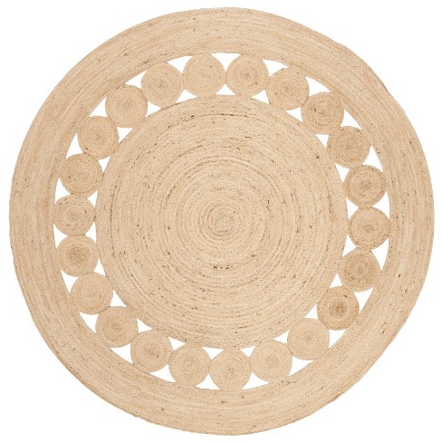 5 Solid Woven Round Area Rug Ivory, Target Round Rug