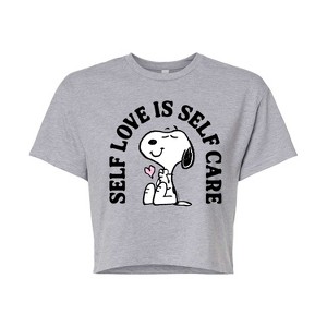 Women's - Peanuts - Self Love Is Self Care Cropped Graphic T-Shirt - 1 of 4