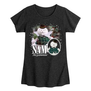 Girls' - Rudolph - Sam The Snowman Bootleg Fitted Short Sleeve Graphic T-Shirt - 1 of 4