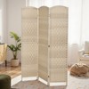 HOMCOM 3 Panel Room Divider, 6' Tall Folding Privacy Screen, Hand-Woven Freestanding Wood Partition for Home Office, Bedroom, Washed Oak - 3 of 4