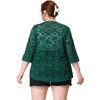Women's Plus Size Floral Lace Open Front 3/4 Sleeve  Elegant Lightweight Cardigans - Agnes Orinda - 4 of 4