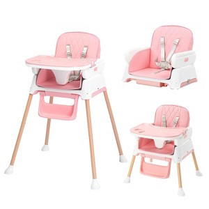 JOYMOR 5 in 1 Baby High Chair for Baby and Toddlers, Portable Highchair Fold Compact,Baby Feeding Chair Booster with Detachable Tray, 5 Point Harness - 1 of 4