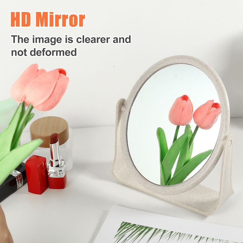 Unique Bargains Plastic Double-Sided Rotating Round Makeup Mirror 1 Pc, 2 of 7