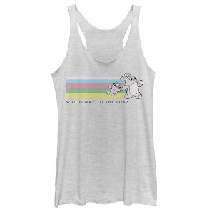 Women's Toy Story Ducky & Bunny Fun Rainbow Race Racerback Tank Top - 1 of 3