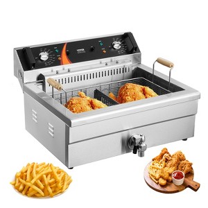 VEVOR Commercial Deep Fryer, 3000W Electric Turkey Fryer with Basket, Large Capacity 30.6Qt / 29L Countertop Single Oil Fryer, Stainless Steel - 1 of 4