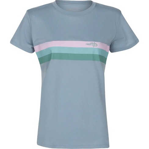 Reel Life Women's Mallow Surfer Stripe T-shirt - Xl - Dusty Blue : Target