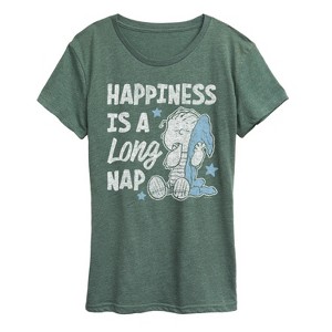 Women's - Peanuts - Linus Happiness Is A Long Nap Short Sleeve Graphic T-Shirt - 1 of 4