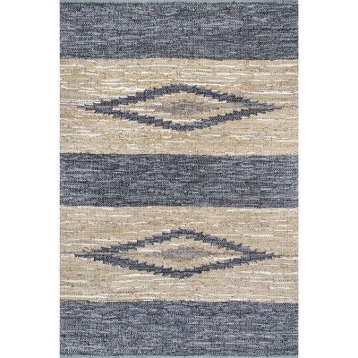 Nuloom Farren Hand Woven Diamond Leather Indoor Area Rug