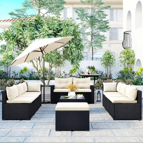 Black wicker on sale outdoor sectional