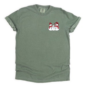 Snowman Family - Women's Garment Dyed Graphic T-Shirt - 1 of 4