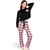 Anna-Kaci Women's Plaid Pajama Set with Long Sleeve Pocket Top and Relaxed Fit Elastic Waist Pants- Black,Small - 4 of 4