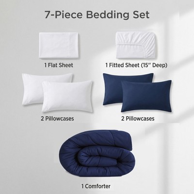 NTBAY 7-Piece Microfiber Comforter Set, Contrast Design Bedding Set with Deep Pocket Fitted Sheet, All Season Bed in a Bag — фото 7