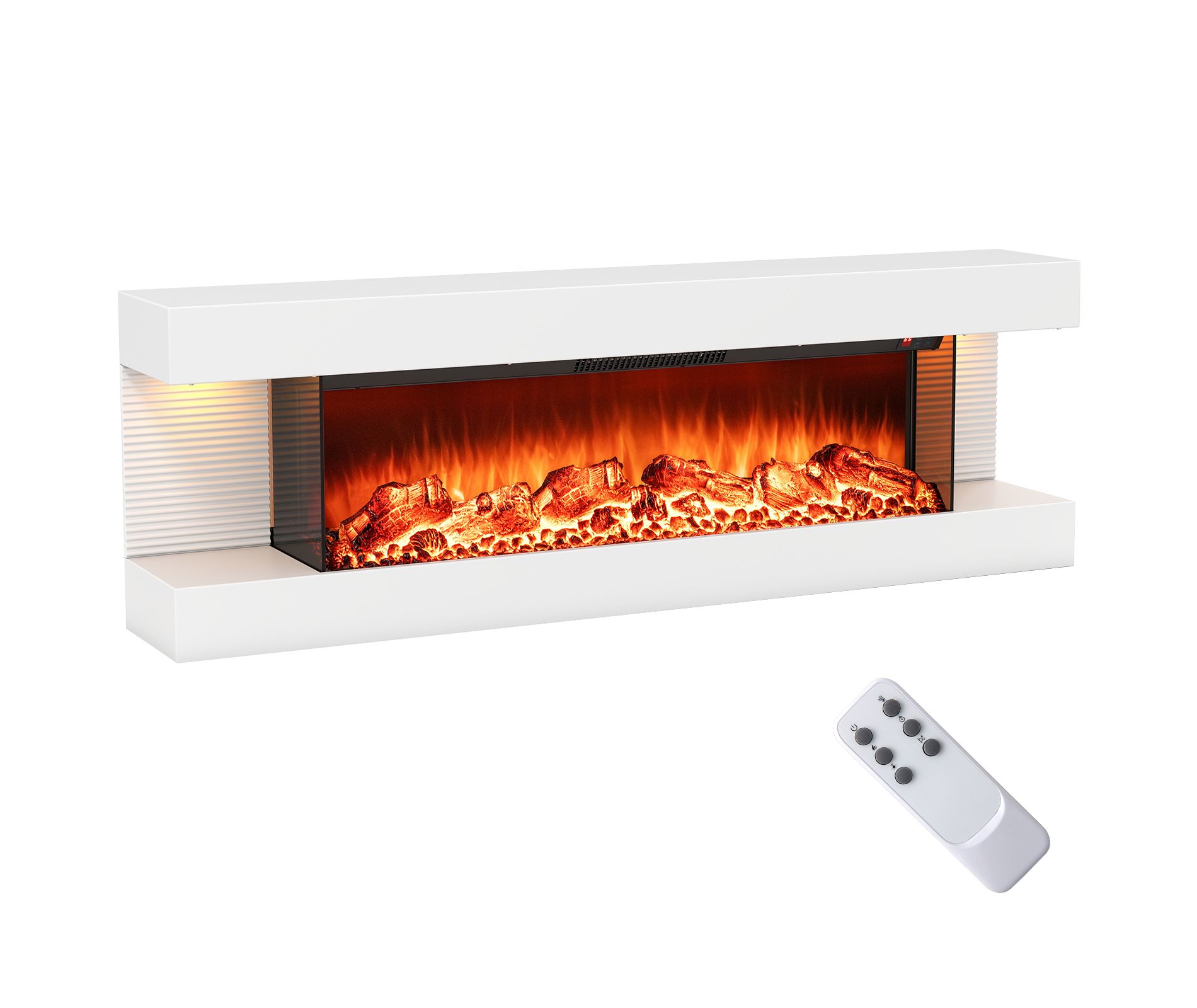 Tangkula 18" 3-Sided Wall Mounted Electric Fireplace w/ 32"Wide Floating Mantle