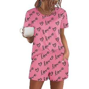 Ekouaer Women's Pajama Sets Short Sleeve Pjs 2 Piece Top and Shorts Sleepwear Comfy Soft Lounge Sets with Pockets - 1 of 4