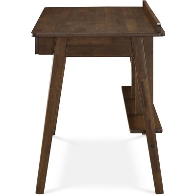 Mid-Century Modern Brown Wood Writing Desk with Drawer