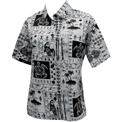 LA LEELA Women's Button Down Short Sleeve Summer Funny Aloha Party Shirt Hawaiian Club party Casual Blouse