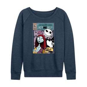 Women's - Disney - The Nightmare Before Christmas Lightweight French Terry Wide Neck Long Sleeve Shirt - 1 of 4