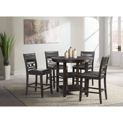 Walnut Finish Faux Leather Upholstered Counter Stools, Set of 2