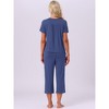 INSPIRE CHIC Womens Capri Pajamas Set Short Sleeve Button Down Sleepwear V Neck Pjs 2 Piece Lounge Set - 4 of 4