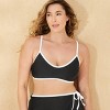 Women's Contrast Binding Bralette Bikini Top - Shade & Shore™ Black - 4 of 4