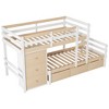 Twin over Twin Wooden Bunk Bed Frame with Drawers and Ladder -ModernLuxe - 4 of 4
