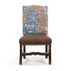 HomeRoots Set of Two Blue And Brown Solid Wood Upholstered Chenille And Leather Dining Side Chairs - 4 of 4
