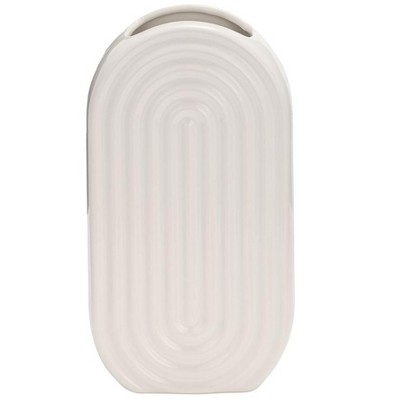 Sagebrook Home Oval Ridge Ceramic Vase Contemporary Vase for Home or Office Decorative