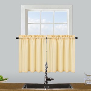 Waffle Weave Waterproof Small Curtain - Decorative Window Cover. Water-Resistant, Easy to Clean & Ideal for Kitchen, Bathroom, RV or Small Spaces - 1 of 4