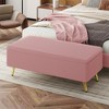 38.4 Inch Storage Bench, Upholstered End Of Bed Bench Ottoman, Corduroy Footrest Stool With Metal Legs, Entryway Ottoman Bench for Living Room - 2 of 4