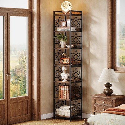 Tribesigns 7-Tier Corner Shelf, 78.74" Narrow Bookshelf Bookcase, Freestanding Display Storage Shelf Plant Stand for Living Room, Office