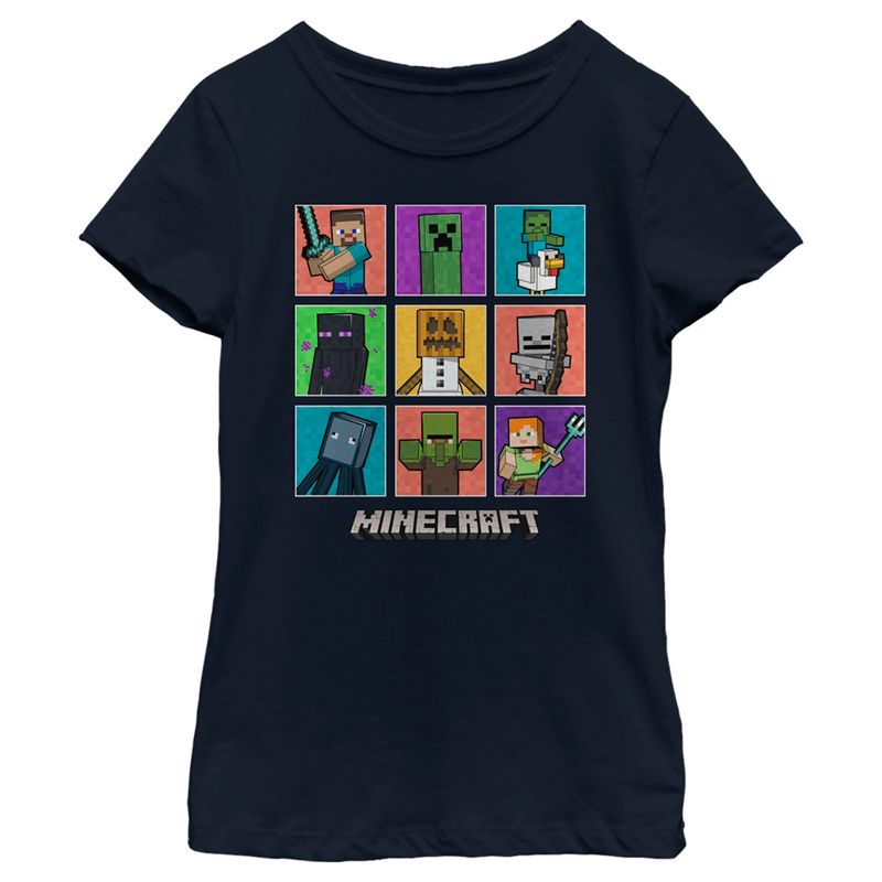 Girl's Minecraft Character Boxes T-Shirt, 1 of 5