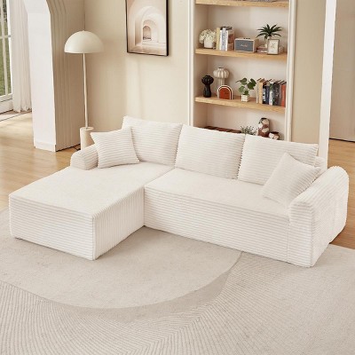 Modern Corduroy Sectional Sofa with Arched Armrests and Non-Slip Base, Modular 3-Seater for Living Room -3irtyhousy