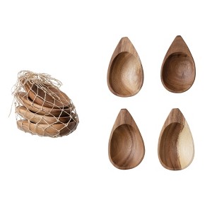 Storied Home Almond Shaped Acacia Wood Trays, Set of 4, Natural - 1 of 3